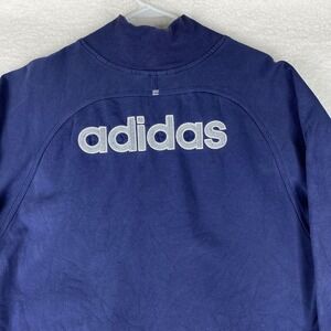 Vintage Adidas Sweatshirt Mens Sz L Blue 1/4 Zip Pullover Y2K Embroidered *READ*